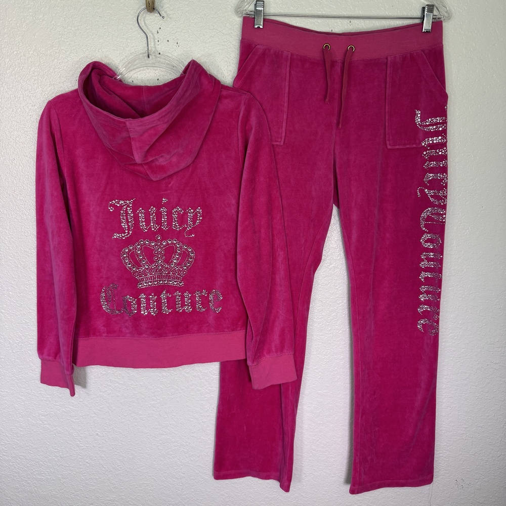 Vintage Juicy Couture Y2K Set Women XXL Tracksuit Hoodie Pant Outfit Black Label